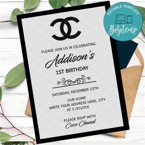 chanel invitation template.